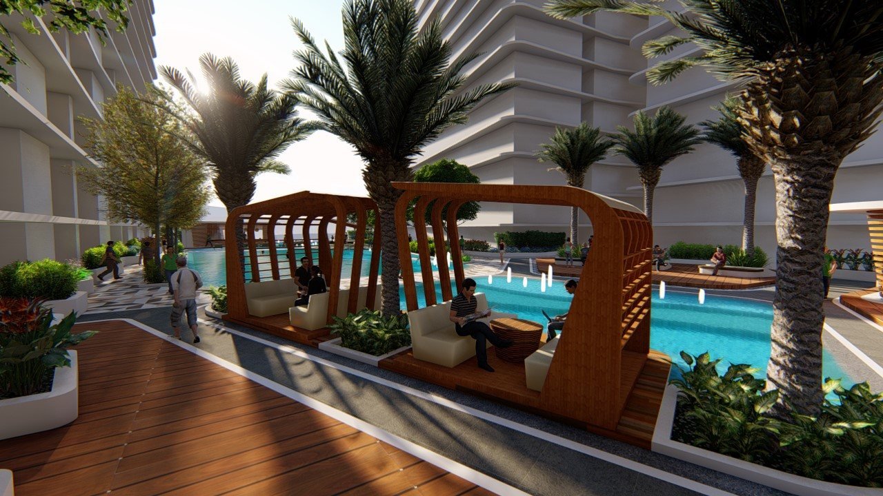 Poolside cabanas