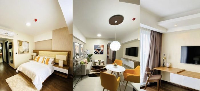 Bedroom, living and dining