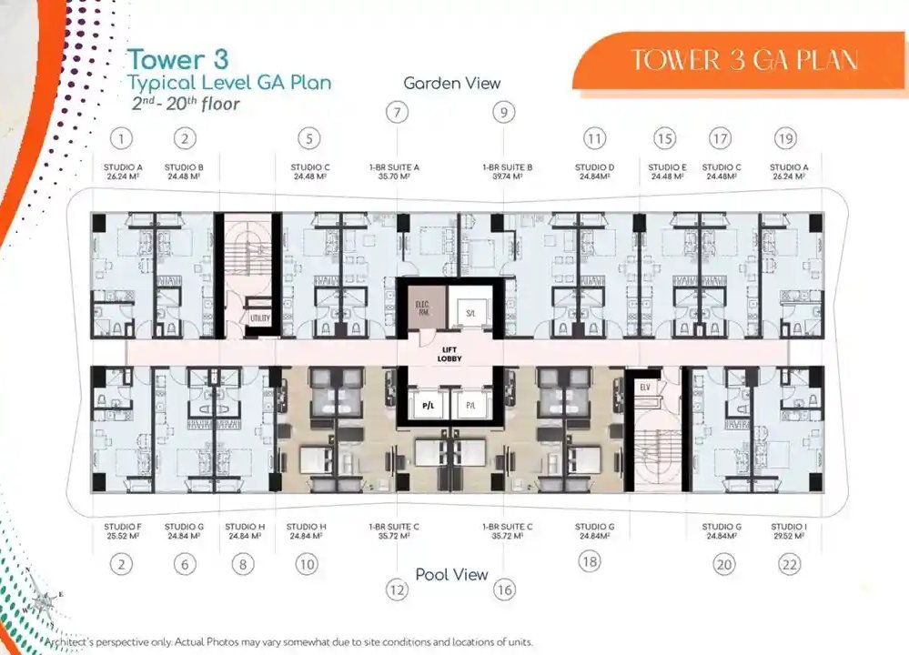 Typical floor plan, 2nd to 20th floor