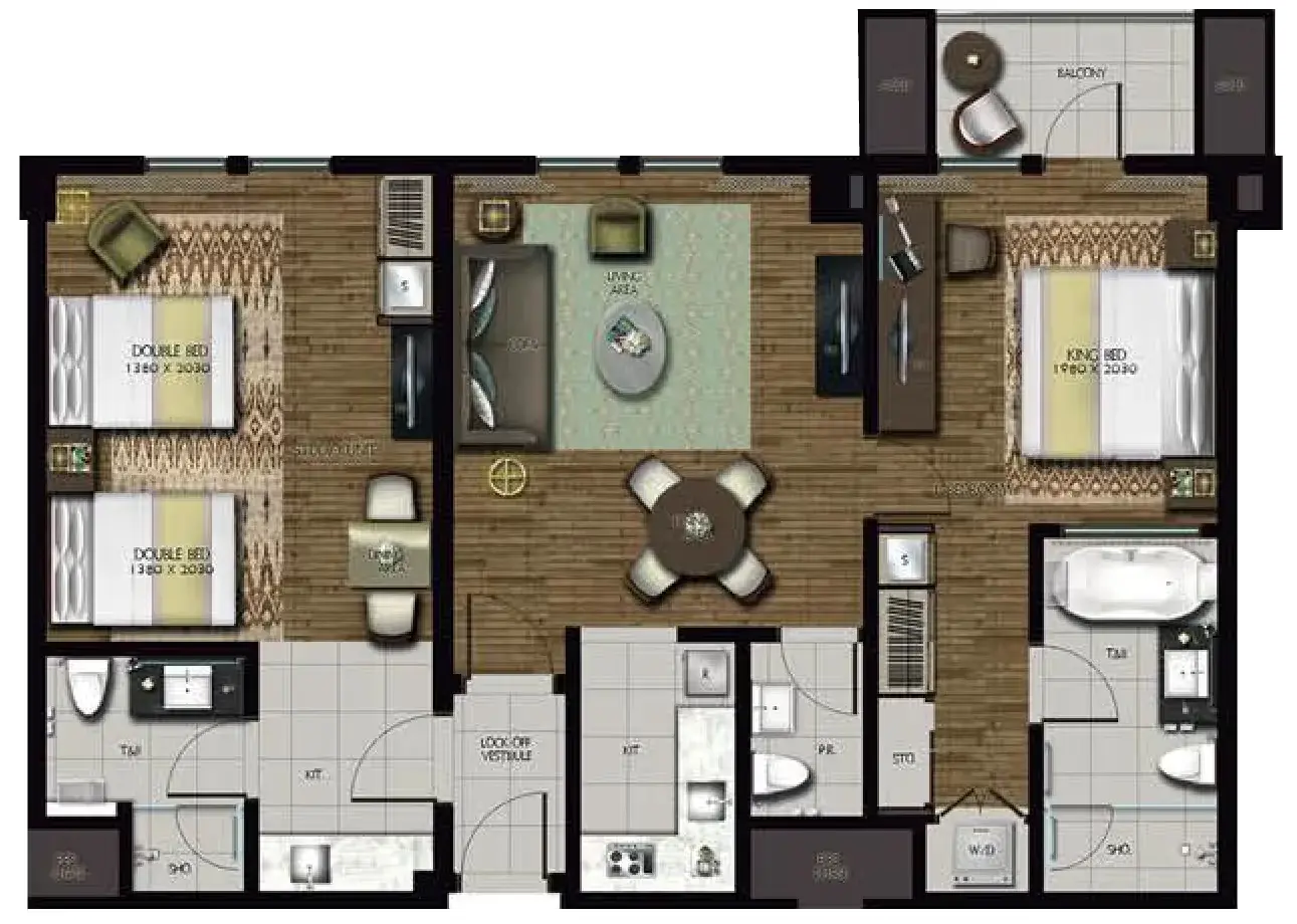 2-Bedroom Residence floor plan