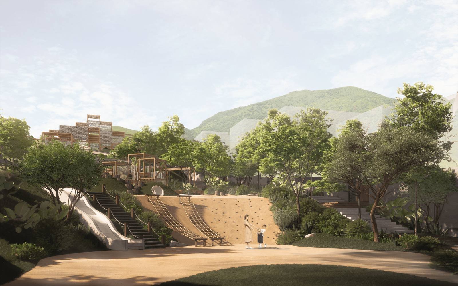 Climbing hill (artist's perspective)