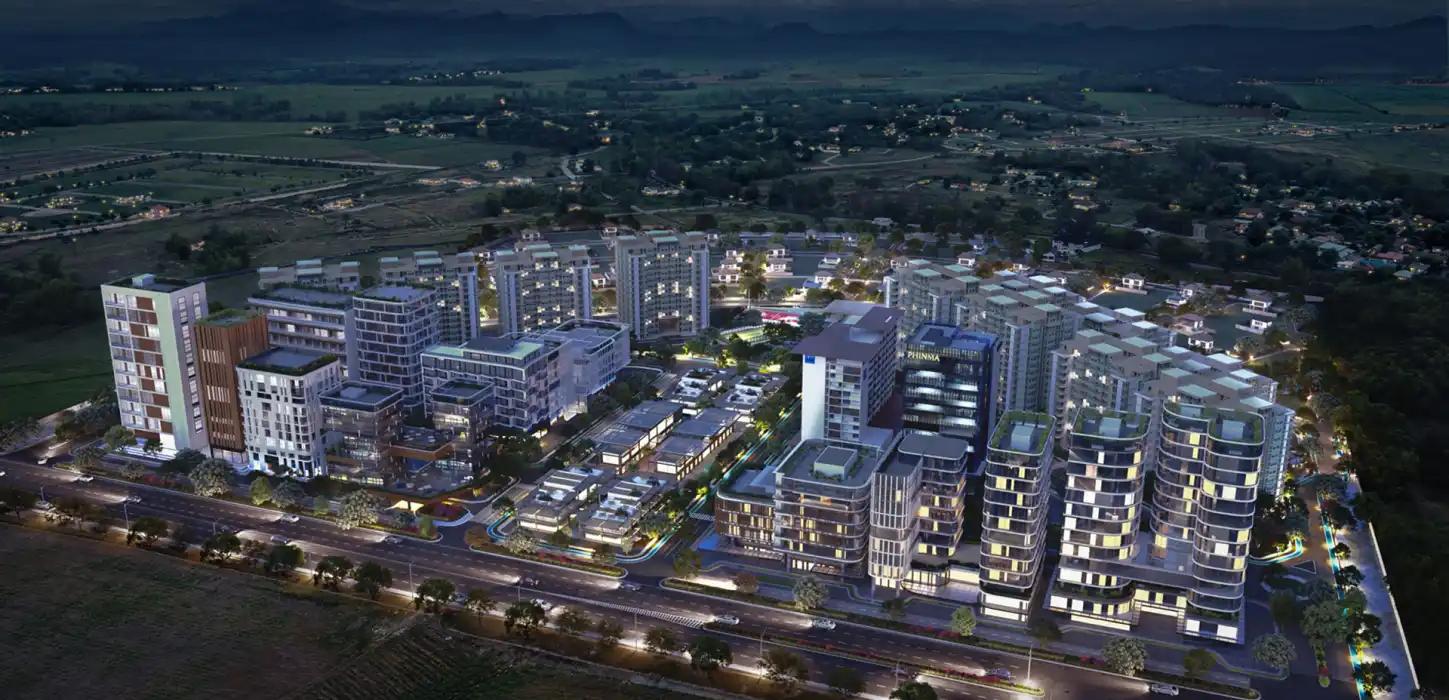 Saludad township night aerial view