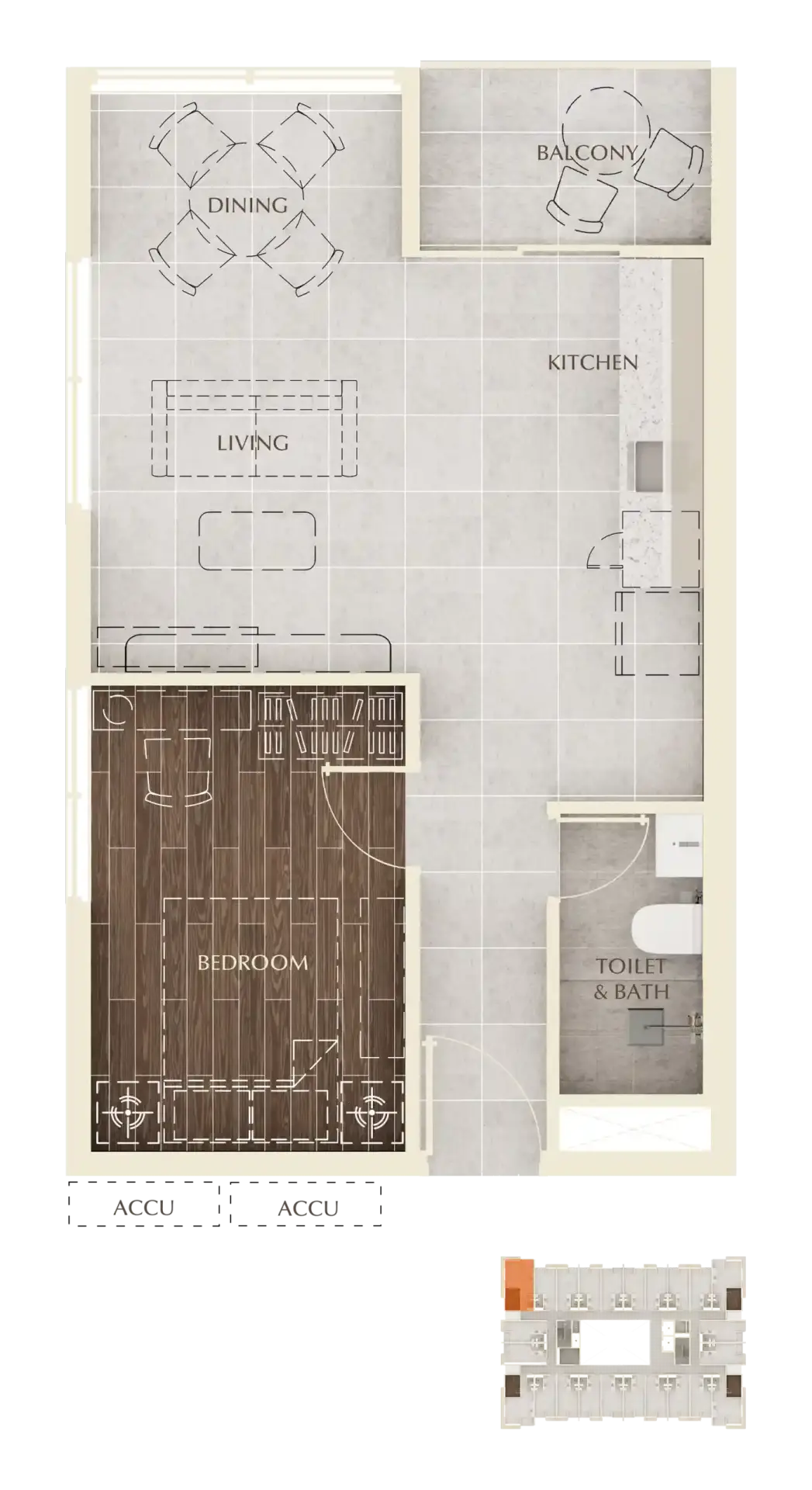 Maayo Terraces – 1-Bedroom floor plan